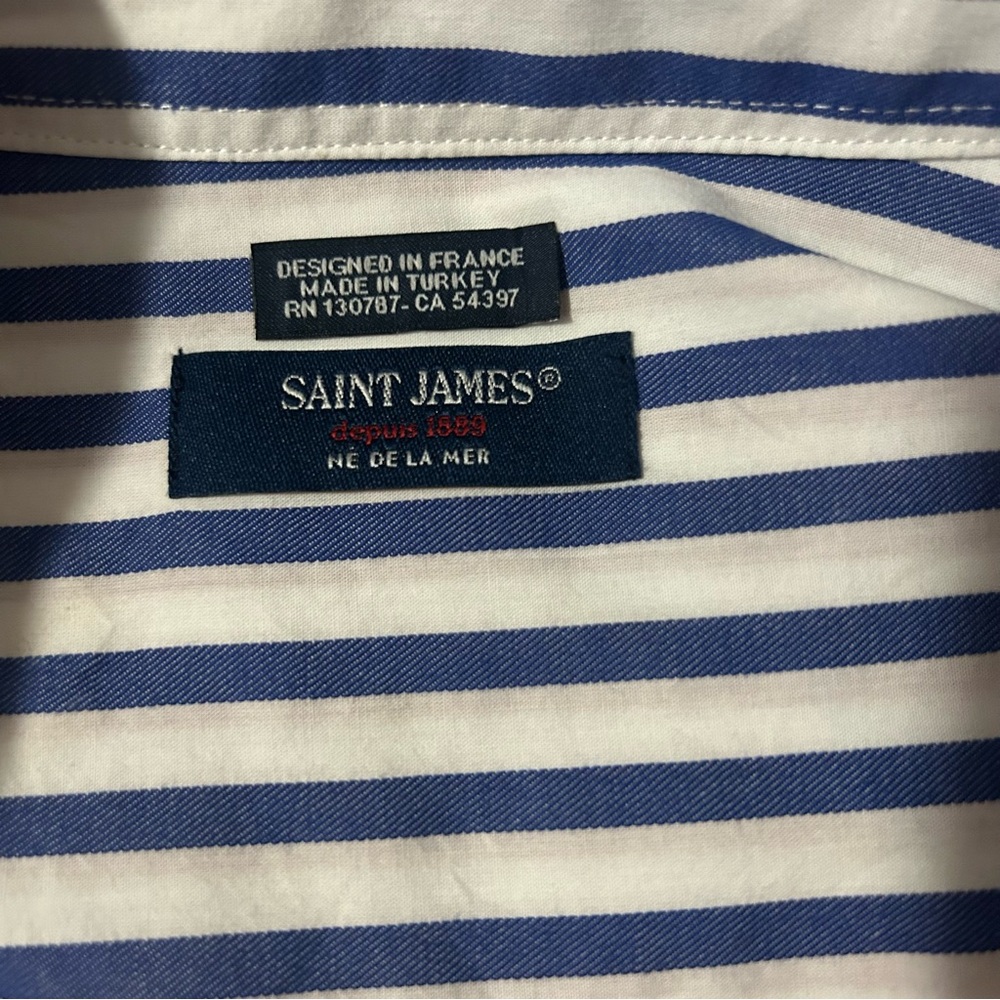 Saint James Benedict Blue and White Striped shirt Dress 10 - Picture 3 of 16